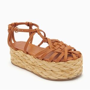 ULLA‎ JOHNSON  Viola Knotted Leather Flatform Raffia Size 40 / US 9.5 NWOT